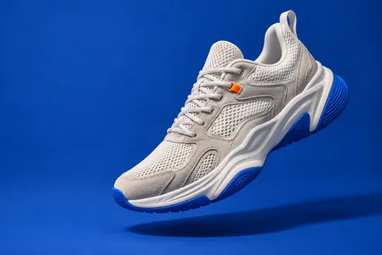 Sample Studio Runner sneaker in cream and blue